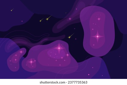 Fondo del espacio vector. Plantilla de estilo plana con estrellas en el espacio exterior