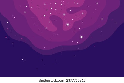 Fondo del espacio vector. Plantilla de estilo plana con estrellas en el espacio exterior