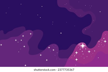 Vector space background . Cute flat style template with Stars in Outer space