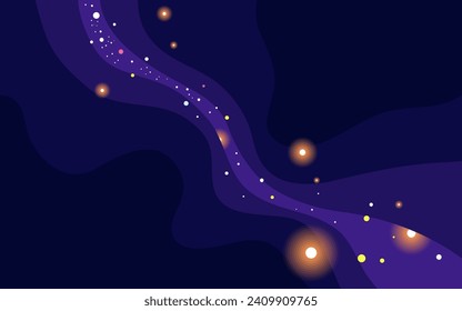 Vector space background . Cute flat style template with Stars in Outer space