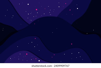 Fondo del espacio vector. Plantilla de estilo plana con estrellas en el espacio exterior