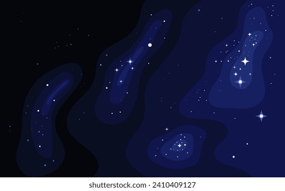 Fondo del espacio vector. Plantilla de estilo plana con estrellas en el espacio exterior