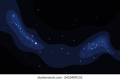 Vector space background . Cute flat style template with Stars in Outer space