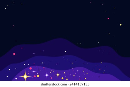 Vector space background . Cute flat style template with Stars in Outer space