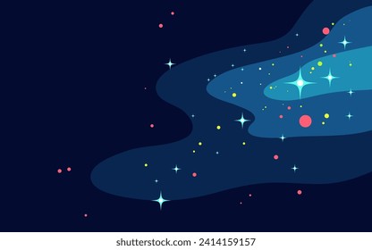 Fondo del espacio vector. Plantilla de estilo plana con estrellas en el espacio exterior