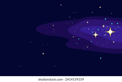 Vector space background . Cute flat style template with Stars in Outer space