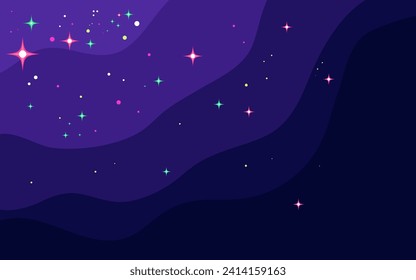 Fondo del espacio vector. Plantilla de estilo plana con estrellas en el espacio exterior