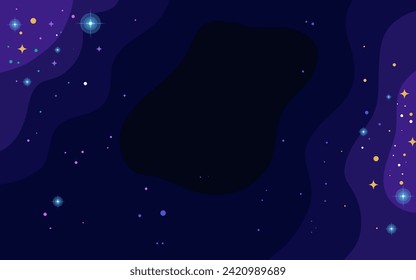 Vector space background . Cute flat style template with Stars in Outer space