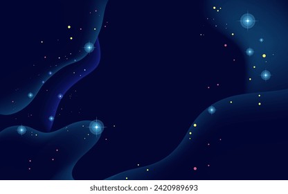 Vector space background . Cute flat style template with Stars in Outer space