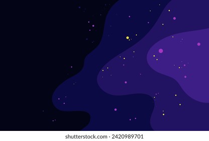 Fondo del espacio vector. Plantilla de estilo plana con estrellas en el espacio exterior