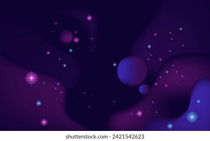 Vector space background . Cute flat style template with Stars in Outer space