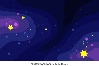 Vector space background . Cute flat style template with Stars in Outer space