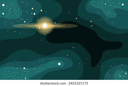 Vector space background . Cute flat style template with Stars in Outer space