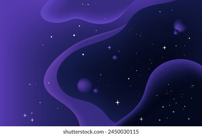 Vector space background . Cute flat style template with Stars in Outer space