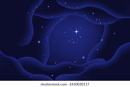 Vector space background . Cute flat style template with Stars in Outer space