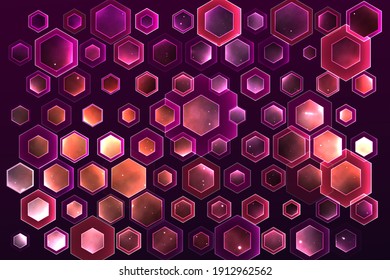 vector space background with hexagons and bright highlights