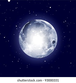 vector space background with the moon and stars