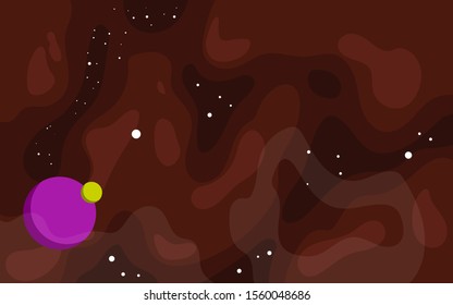 Vector space background with planet . Cute flat style template with Stars in Outer space