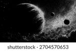 Vector space background with planet and stars. Abstract universe illustration for astronomy, science, or cosmic exploration concept.