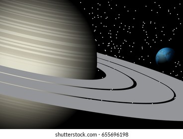 Vector space background saturn and the earth in the space some Elements of this image furnished by NASA