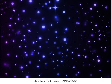 Fondo del espacio vectorial con estrellas brillantes. Patrón oscuro con constelación de brillo. Ilustración del cielo nocturno abstracta.