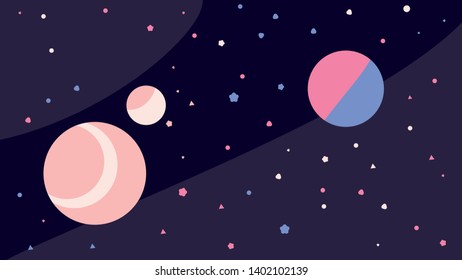 Vector space background with some stars and 2 planets and 1 satellite. Would be a cool wrap for present or anything else that needs texture with astrology theme.