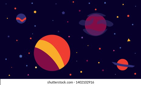 Vector space background with some stars and 4 planets. Would be a cool wrap for present or anything else that needs texture with astrology theme.
