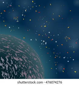 Vector Space Background. Universe Filled with Stars. Natural Night Sky. Part of Earth. Milky Way Galaxy.