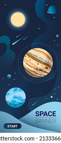 Vektorraum, Hintergrund. Universum. Sci-fi-Stil. Vertikaler Hintergrund. Vektorgrafik