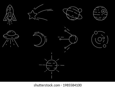 Vector space flat icons. You can use it in a magazine about space, in social networks or guides, as well as in a pattern