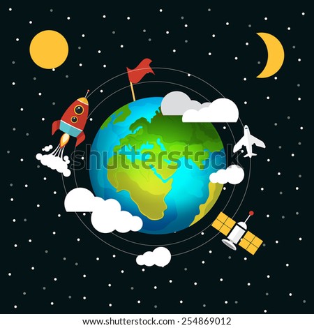 Vector Space Flat Illustration Stock Vector (Royalty Free) 254869012