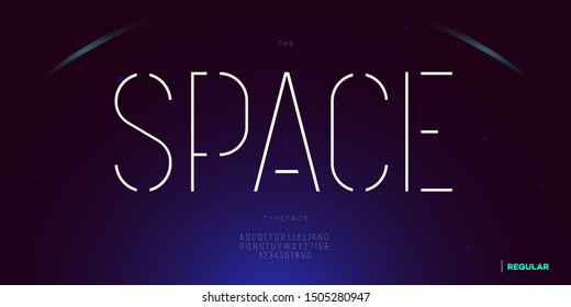 Vector space font minimal style modern typography for infographics, motion graphics, video, promotion, decoration, logotype, party poster, t shirt, book, futuristic animation, banner, game, printing.