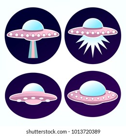 Vector Space Galaxy alien UFO set 