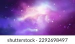 Vector space galaxy realistic illustration. Colorful nebula background