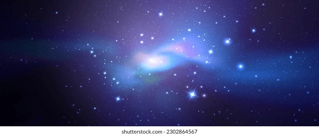 Vector space galaxy realistic illustration. Colorful nebula background