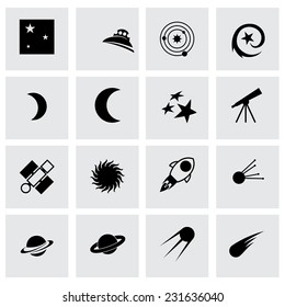Vector space icon set on grey background