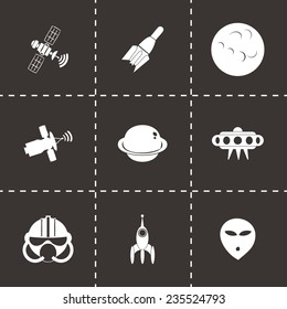 Vector space icon set on black background