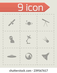 Vector space icon set on grey background