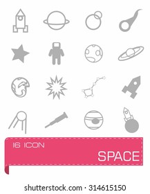 Vector Space icon set on grey background