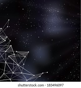 Vector space illustration. Stylized outerspace background with place for your content. Abstract universe background.