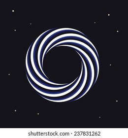 Vector space interstellar illustration with the Black hole. Psychedelic spiral
