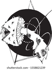 vector space mushrooms black and white