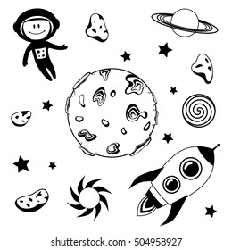 Vector space objects isolated on white.