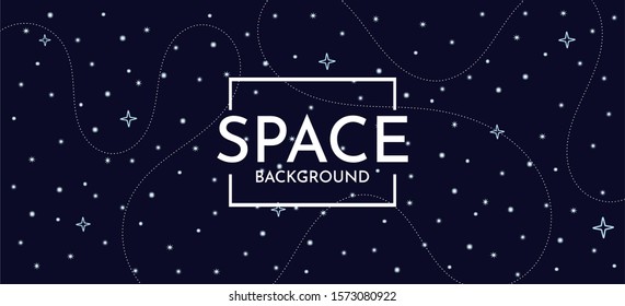 Vector space panoramic background. Night sky with stars flat style template. Stars in Outer space. 