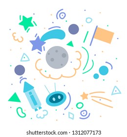 Vector space pattern rocket and stars