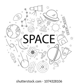 Vector space pattern with word. Space background