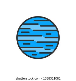 Vector space planet flat color line icon.