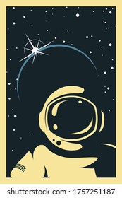 Vector Space Poster. Stylized under the Old Soviet Space Propaganda