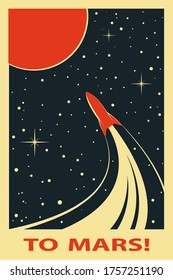 Vector Space Poster. Stylized under the Old Soviet Space Propaganda