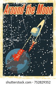 Vector Space Poster. Stylized under the Old Soviet Space Propaganda